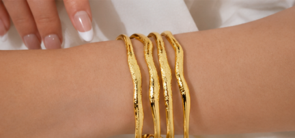 Gold Stainless Steel Contemporary Cuff Bracelet