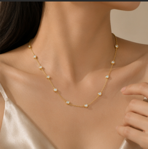 Gold Plated Anti Tarnish Stainless Steel Geometrical Necklace