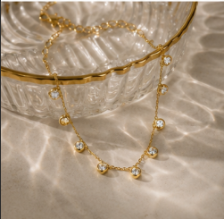 Gold Plated Anti Tarnish Stainless Steel Geometrical Necklace