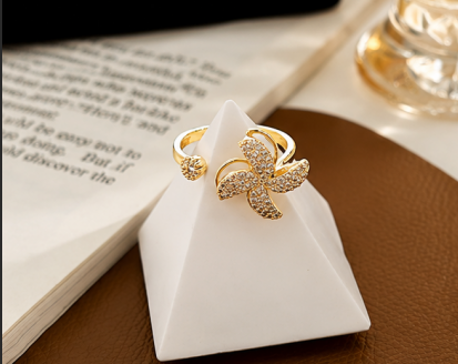Gold Plated Contemporary Style Rotatable Adjustable Ring