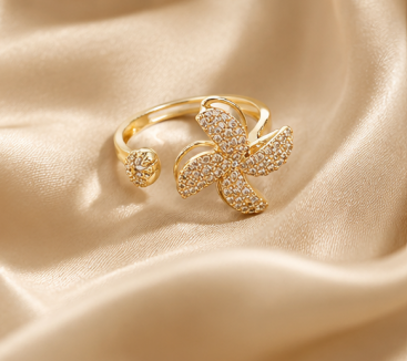Gold Plated Contemporary Style Rotatable Adjustable Ring