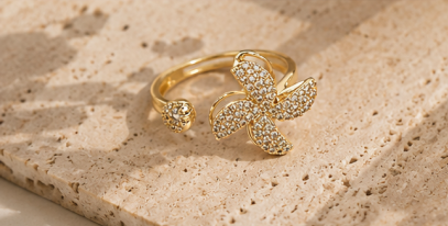 Gold Plated Contemporary Style Rotatable Adjustable Ring