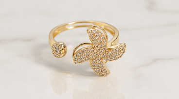 Gold Plated Contemporary Style Rotatable Adjustable Ring