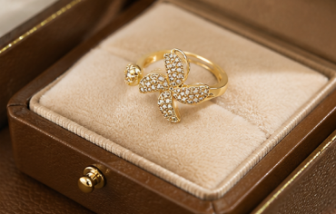 Gold Plated Contemporary Style Rotatable Adjustable Ring