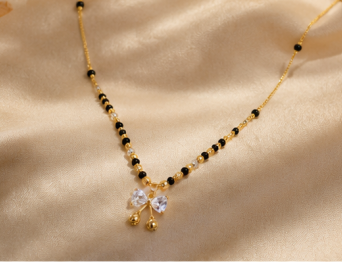 Gold Plated Bow Shaped Mangalsutra with Chain for Women