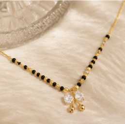 Gold Plated Bow Shaped Mangalsutra with Chain for Women