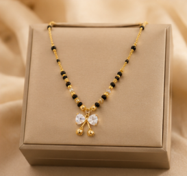 Gold Plated Bow Shaped Mangalsutra with Chain for Women