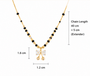 Gold Plated Bow Shaped Mangalsutra with Chain for Women