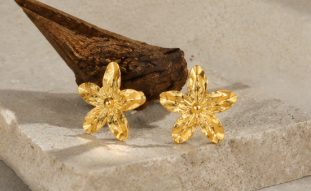 Gold-Plated Anti Tarnish Stainless Steel Floral Drop Earrings