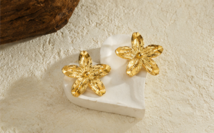 Gold-Plated Anti Tarnish Stainless Steel Floral Drop Earrings