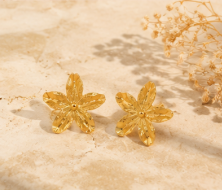 Gold-Plated Anti Tarnish Stainless Steel Floral Drop Earrings