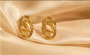 Gold-Plated Anti Tarnish Stainless Steel Contemporary Drop Earrings