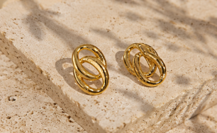 Gold-Plated Anti Tarnish Stainless Steel Contemporary Drop Earrings