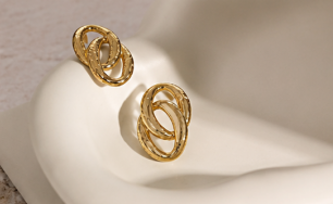 Gold-Plated Anti Tarnish Stainless Steel Contemporary Drop Earrings