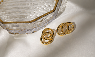 Gold-Plated Anti Tarnish Stainless Steel Contemporary Drop Earrings