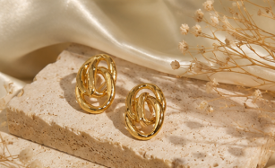 Gold-Plated Anti Tarnish Stainless Steel Contemporary Drop Earrings