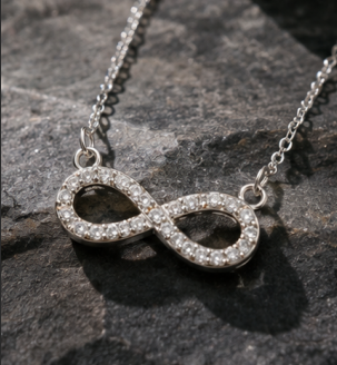 Silver Plated American Diamond Studded Infinity Shape Pendant