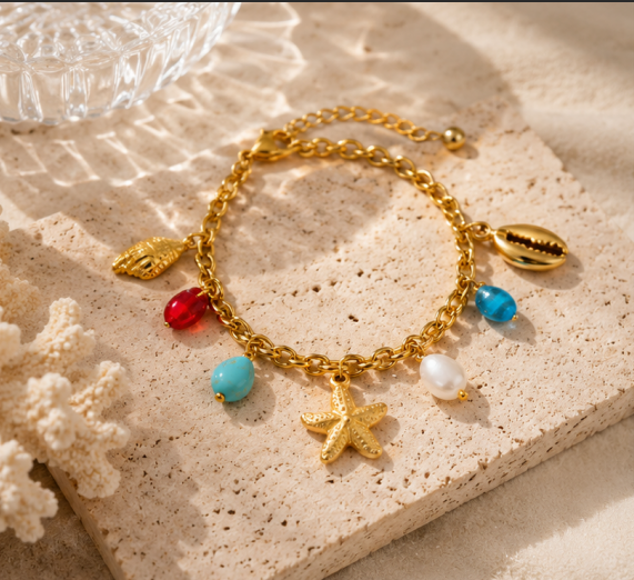 Gold Plated Star Themed Wraparound Bracelet