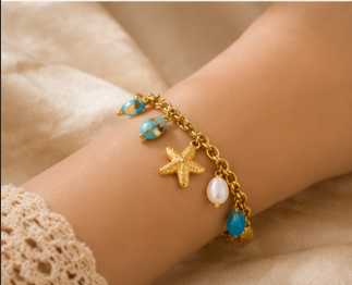 Gold Plated Star Themed Wraparound Bracelet