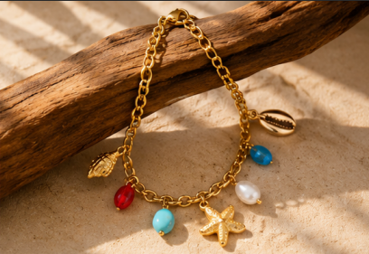 Gold Plated Star Themed Wraparound Bracelet