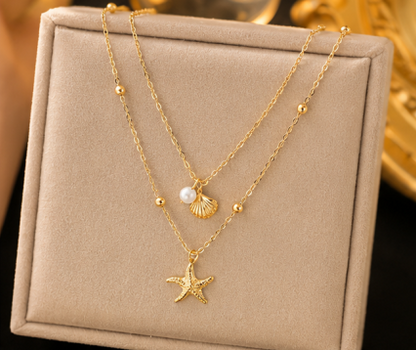 Gold Plated Anti Tarnish Stainless Steel Star Themed Necklace