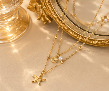 Gold Plated Anti Tarnish Stainless Steel Star Themed Necklace