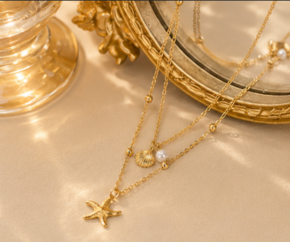 Gold Plated Anti Tarnish Stainless Steel Star Themed Necklace
