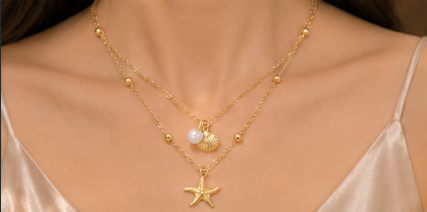 Gold Plated Anti Tarnish Stainless Steel Star Themed Necklace