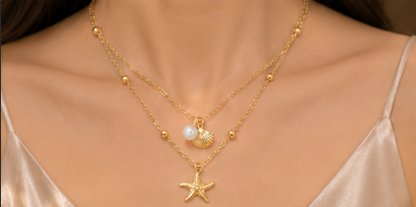 Gold Plated Anti Tarnish Stainless Steel Star Themed Necklace