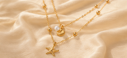 Gold Plated Anti Tarnish Stainless Steel Star Themed Necklace
