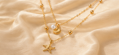 Gold Plated Anti Tarnish Stainless Steel Star Themed Necklace