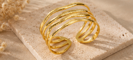 Gold Stainless Steel Contemporary Cuff Bracelet