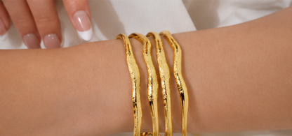 Gold Stainless Steel Contemporary Cuff Bracelet