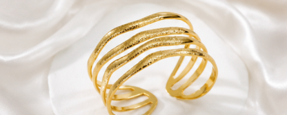 Gold Stainless Steel Contemporary Cuff Bracelet