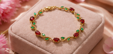Gold Plated Multicolor Stones Studded Anti Tarnish Tulip Bracelet