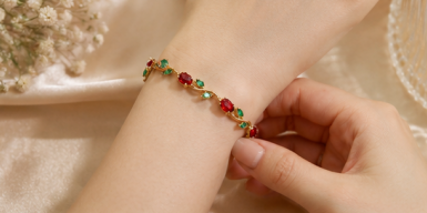 Gold Plated Multicolor Stones Studded Anti Tarnish Tulip Bracelet