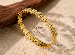 Gold Plated Floral Bangle Style Bracelet