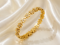Gold Plated Floral Bangle Style Bracelet