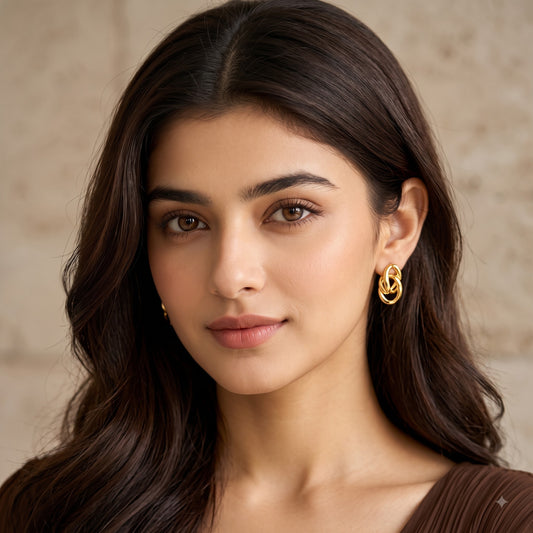 Gold-Plated Anti Tarnish Stainless Steel Contemporary Drop Earrings
